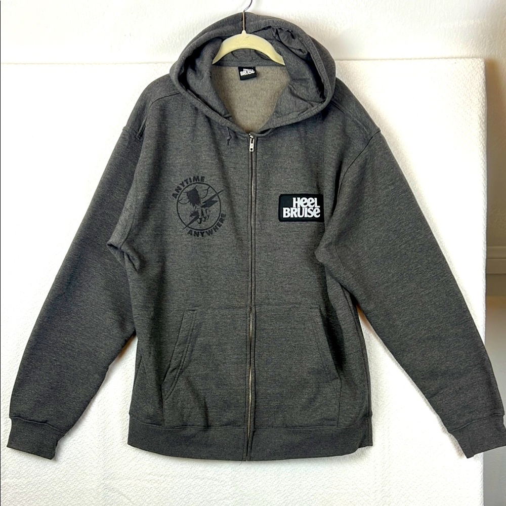 Heel Bruise Gray Zip-Up Hoodie Sz. Large Sweatshirt Men